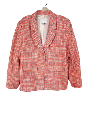 Maison d'Amelie Paris Pink Coral Tweed Jacket Blazer XL Twee Barbiecore Chic